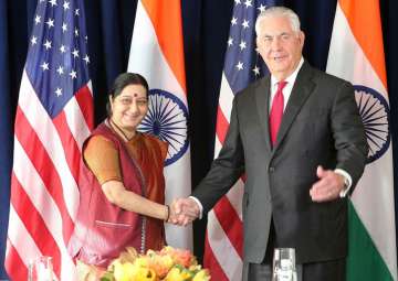 Sushma Swaraj raises H1-B issue with Rex Tillerson at UN