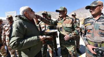 File photo PM Narendra Modi with ITBP personnel.