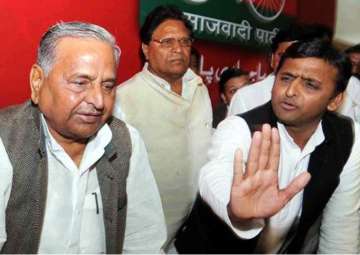 File pic - Akhilesh Yadav meets Mulayam after getting re-elected as SP chief 