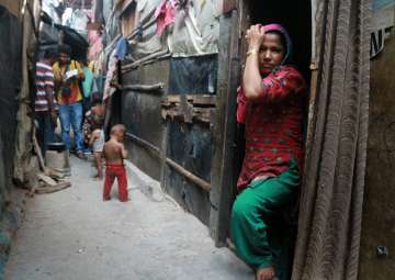 A view of Rohingya muslims staying in dilapidated condition in Delhi