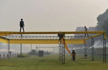 Smog a day after Diwali festival at India Gate in New Delhi.