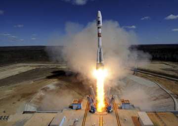 File pic - A Russian Soyuz 2.1a rocket carrying Lomonosov, Aist-2D and SamSat-218 satellites