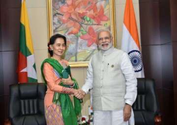 File pic - PM Modi advised Suu Kyi not to 'destroy' her image: Sushma Swaraj 