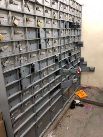 Broken lockers at Bank of Baroda's Juinagar branch in Navi Mumbai.