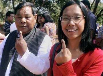 File photo of PA Sangma with daughter Agatha.