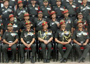 General Bipin Rawat along with soldiers of 9 Gorkha Rifles regiment poses for group photograph during the bi-centenary celebration marking 200 years of services of the regiment, at 39 Gorkha Training Centre in Varanasi