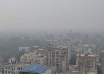 View of the city enveloped by heavy smog in Patna on Wednesday