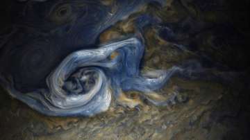 A raging storm in Jupiter's northern hemisphere