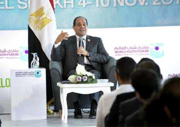 File pic - Egyptian President Abdel-Fattah el-Sissi participates in a meeting with a group of young people from around the world in Red Sea resort of Sharm el-Sheikh