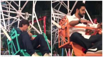 Shah Rukh Khan and Abhishek Bachchan on giant wheel