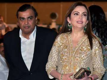 File photo of Mukesh Ambani with wife.