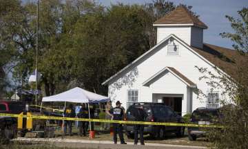 A gunman, with a ballistic vest strapped to his chest and a military-style rifle in his hands, opened fire on worshippers at a Sunday service at the First Baptist Church in Sutherland Springs in rural Texas.