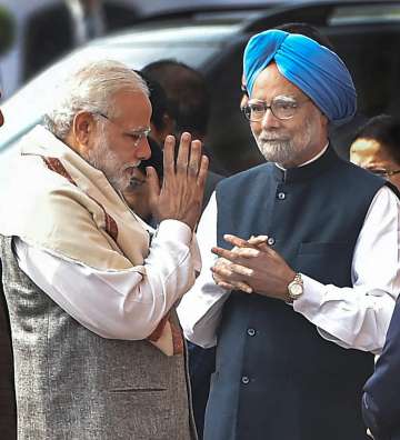 PM Narendra Modi meets former prime minister Manmohan Singh.