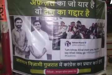 Controversy erupts as posters of Rahul Gandhi with Salman Nizami spring up in Ahmedabad