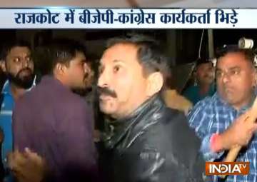 Gujarat polls: BJP, Congress workers clash outside CM Rupani’s residence in Rajkot, three detained
