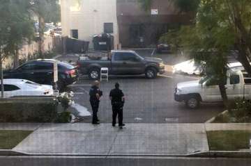 Police at the scene of an active shooting in Long Beach, California.