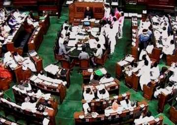 Around 20 Congress members were in the Well shouting slogans against the government and occasionally, they were also clapping their hands.