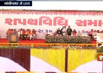Gujarat Chief Minister Vijay Rupani took oath for the second consecutive term along with 19 other ministers in Gandhinagar.