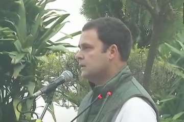 Rahul Gandhi addressing the party members at the 133rd foundation day of the Congress party