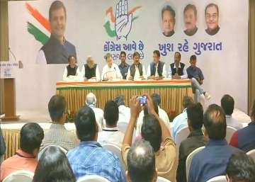 Congress president-elect Rahul Gandhi is addressing a press conference in Ahmedabad.