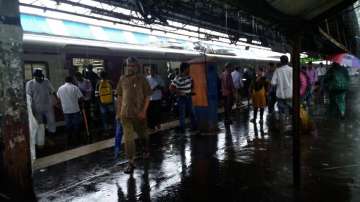 A view of wet platform at the Dadar Terminus railway station. Image - IANS