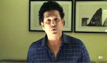 Sachin Tendulkar speaks during the video
