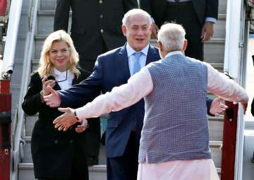 Israeli PM arrives to PM Modi's warm hug on six-day 'historic' trip to India