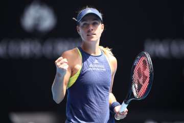 Germany's Angelique Kerber celebrates after winning the quarterfinals.