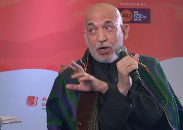Hamid Karzai speaks at a session during Jaipur Literature Festival 2018 at Diggi Palace in Jaipur on Friday