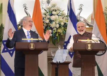 Israeli Prime Minister Benjamin Netanyahu along with PM Narendra Modi.