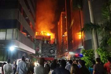 At least 14 people were killed and as many injured after a major fire in Kamala Mills Compound in Lower Parel in Mumbai on Friday. Photo: PTI
