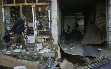 Four policemen were killed in an improvised explosive device IED blast in Sopore on Saturday. AP Photo.