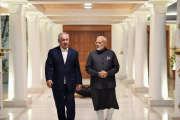 Prime Minister Narendra Modi hosted a private dinner for his Israeli counterpart Benjamin Netanyahu and wife Sara