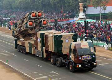 Indigenous Subsonic Cruise Missile 'Nirbhay' making its maiden appearance at Republic Day parade. 
