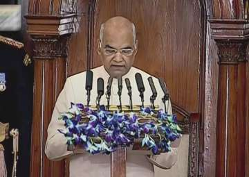 President Ram Nath Kovind speaks on the first day of Budget Session in New Delhi on Monday