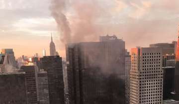 A small fire broke out on roof of Trump Tower on Monday. Twitter.