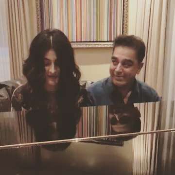 Shruti and Kamal Haasan jamming together 