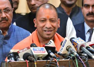 UP CM Yogi Adityanath addresses the media at Central Hall of Vidhan Bhawan in Lucknow on Thursday