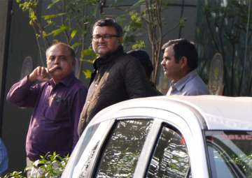 Karti Chidambaram, son of former union minister P Chidambaram leaves from CBI Headquarter to Patiala House court, in New Delhi on Wednesday