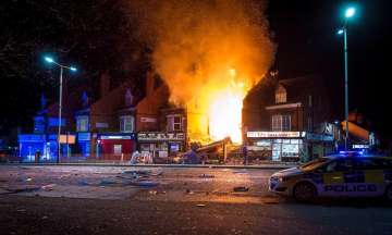 Two-storey house gutted after a major explosion in Leicester 