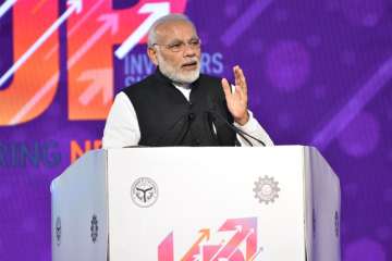 Prime Minister Narendra Modi addressing the Uttar Pradesh Investors Summit 2018 