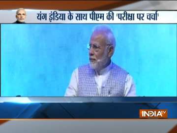 PM Narendra Modi interacts with students in New Delhi.