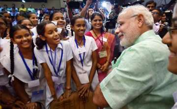 PM Modi during an interaction with students on Teacher's day. File Photo.