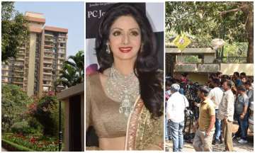 Sridevi death crowd gathers outside her Mumbai home