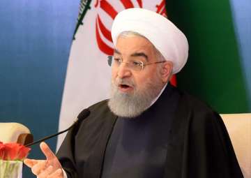 Iranian President Hassan Rouhani addressing the religious leaders and scholars at an event in Hyderabad on Thursday
