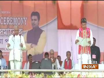 Biplab Deb takes oath as Tripura chief minister.