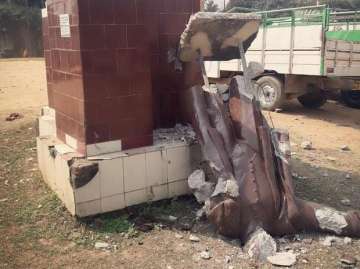 A statue of Vladimir Lenin brought down at Sabroom Motor Stand in Tripura. 