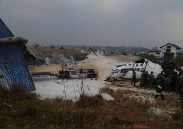 US-Bangla airlines passenger aircraft crashes at Nepal's Kathmandu airport Pic courtesy - @isarojb