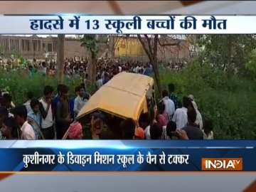 13 school children killed, several others injured as train hits school bus in Uttar Pradesh's Kushinagar