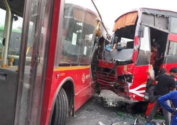 Noida: 2 dead, dozen injured in private coach, DTC bus collision